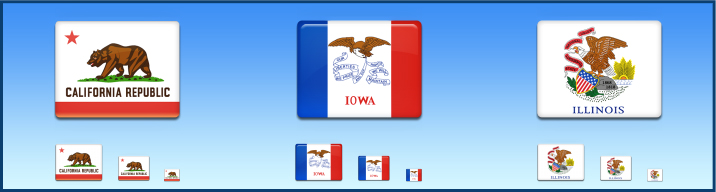 american states icon set banner